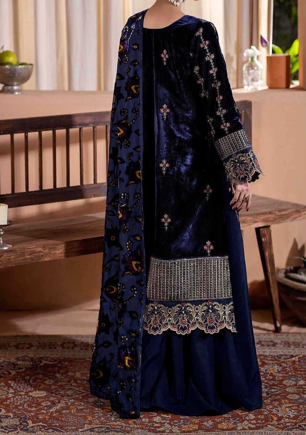 Adan's Libas Plachi Pakistani Velvet Dress - db27735