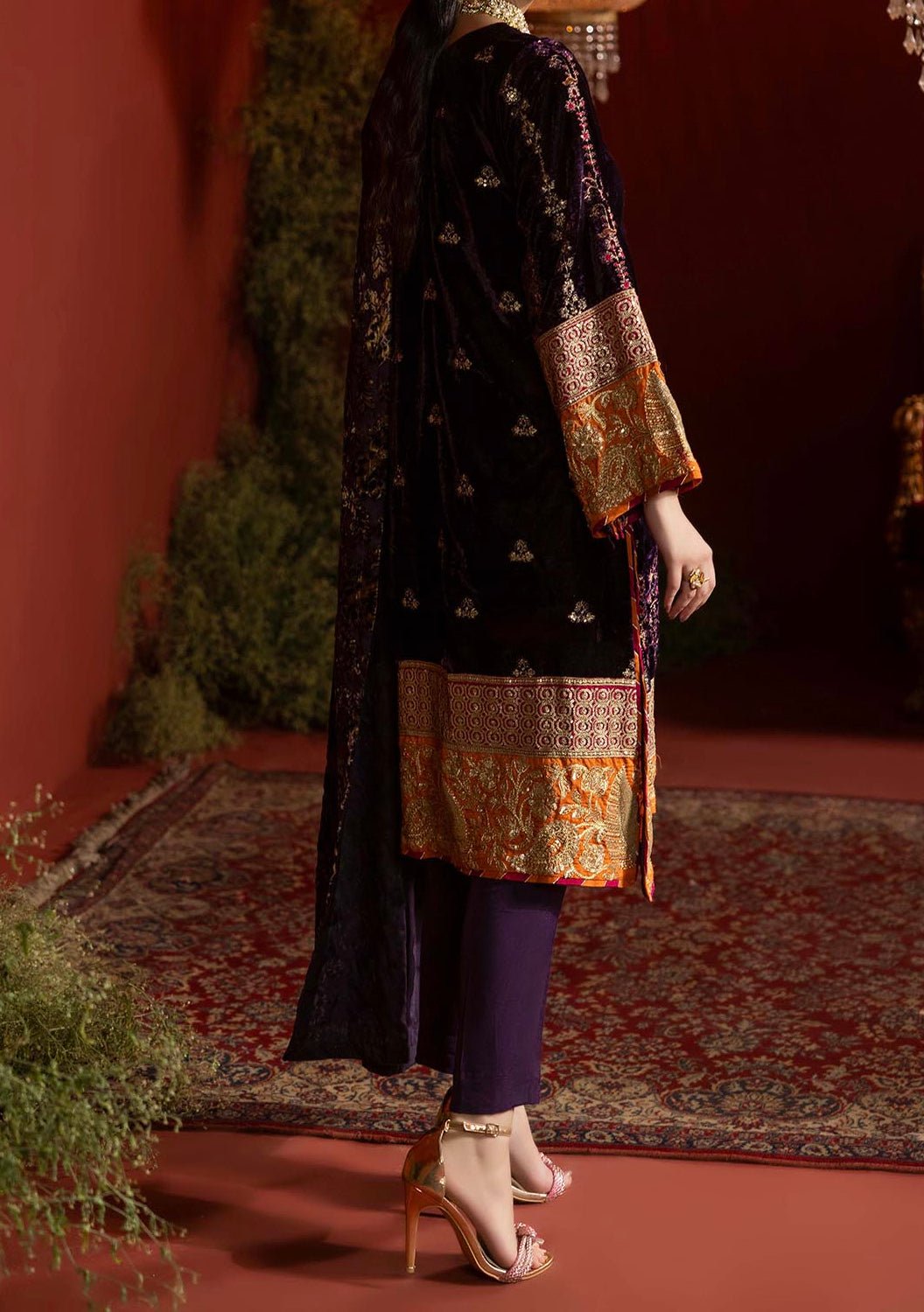 Adan's Libas Plachi Pakistani Velvet Dress - db27422