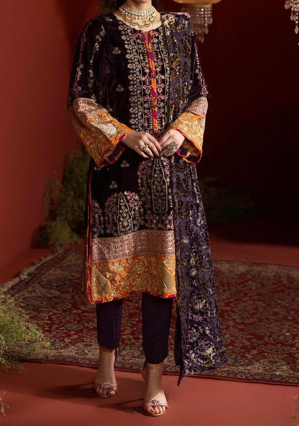 Adan's Libas Plachi Pakistani Velvet Dress - db27422