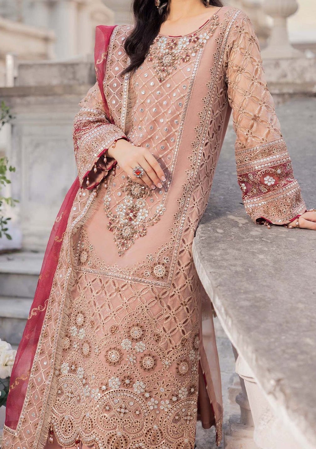 Adan's Libas Refined Glimmer Pakistani Luxury Palazzo Suit - db27328