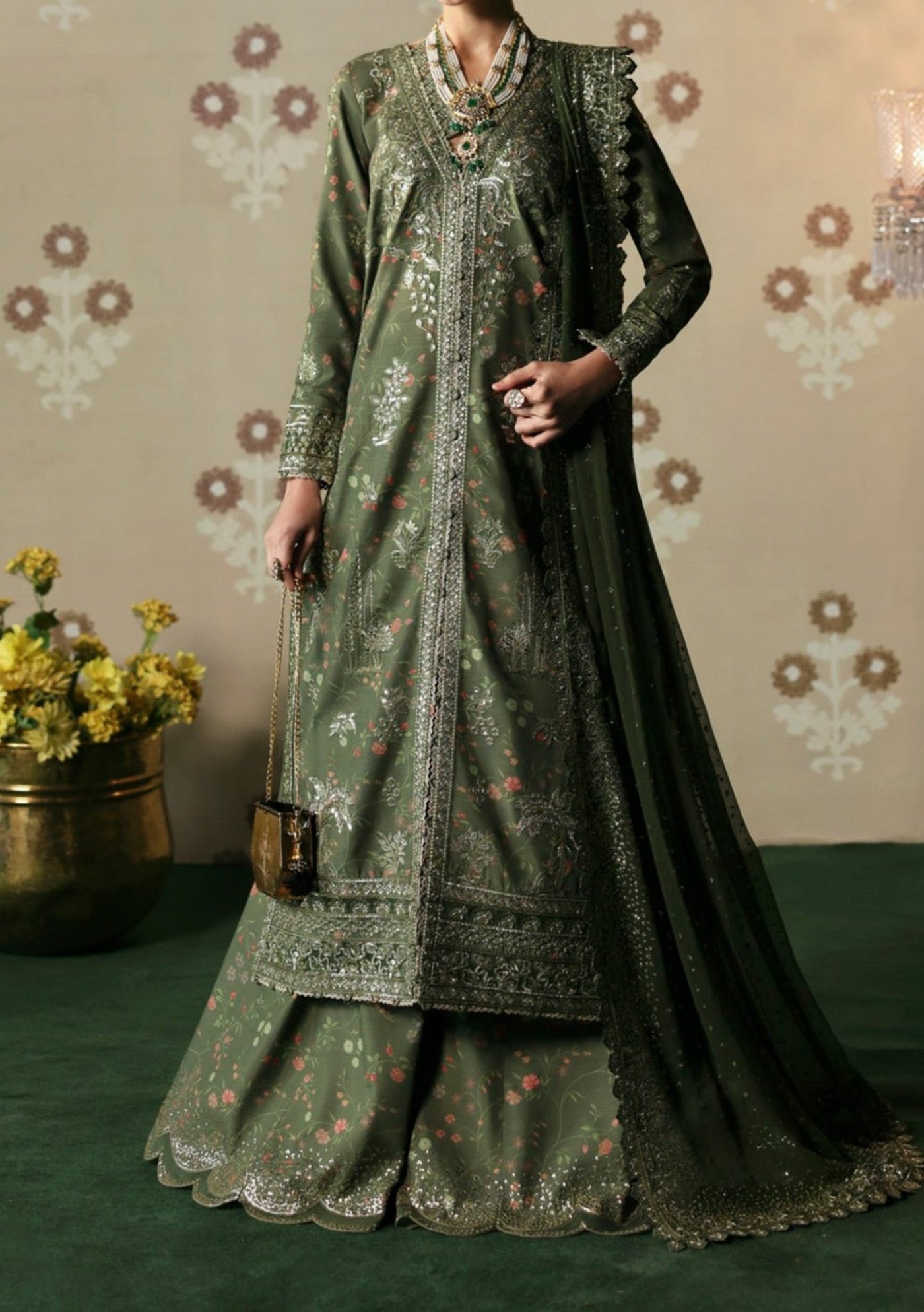 Afrozeh Divani Pakistani Luxury Dress - db27887