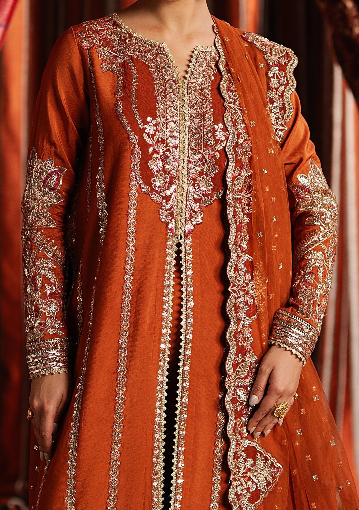 Afrozeh Divani Pakistani Luxury Silk Dress - db30400