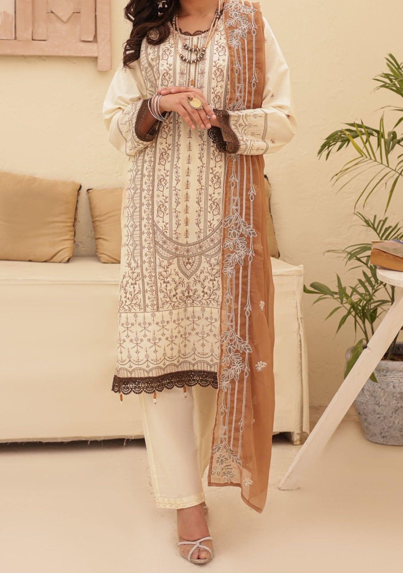 Bella Ready Made Pakistani Heavy Embroidered Lawn Dress - db25852