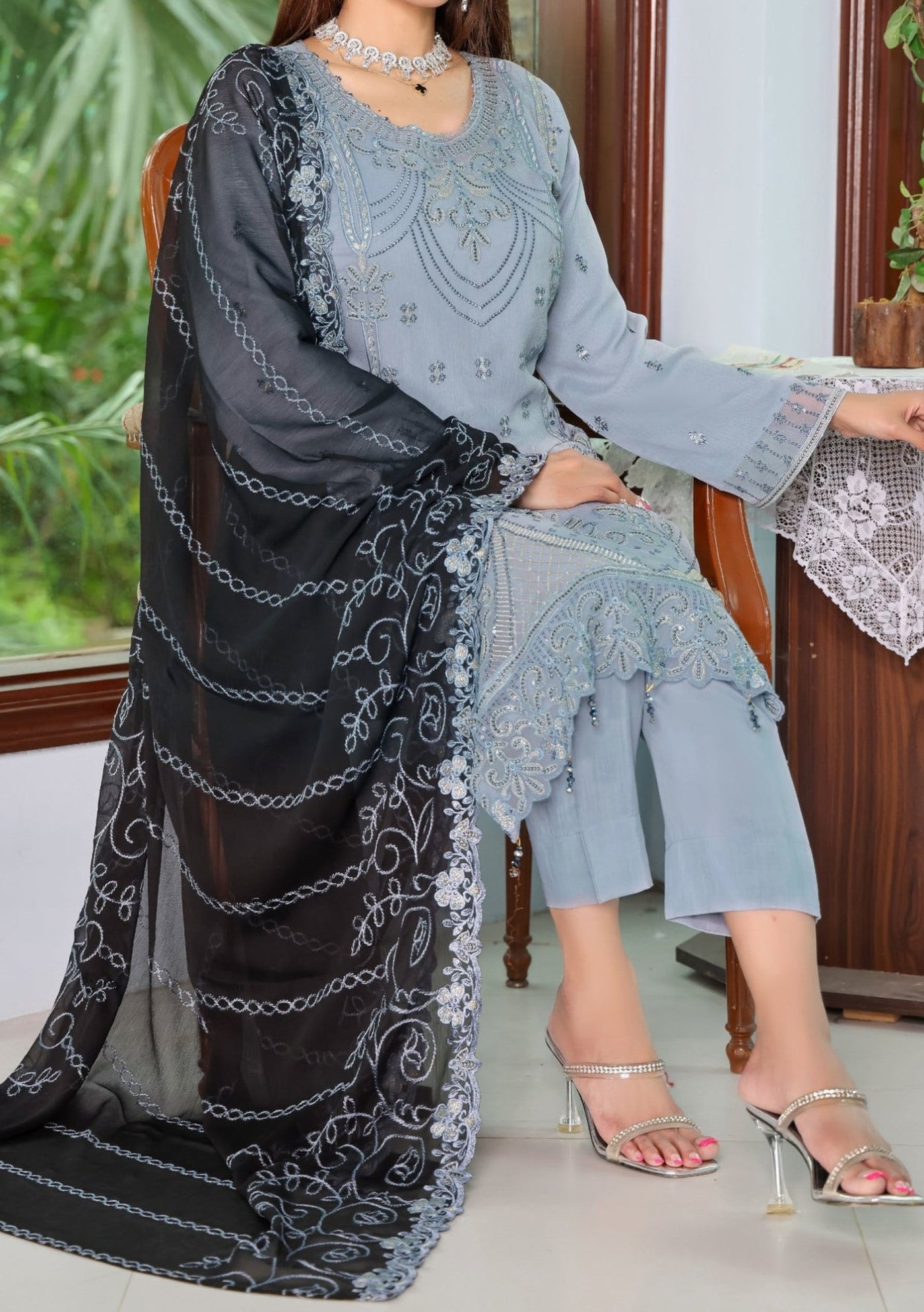 Bin Hameed Arzu Heavy Embroidered Chiffon Dress - db26085