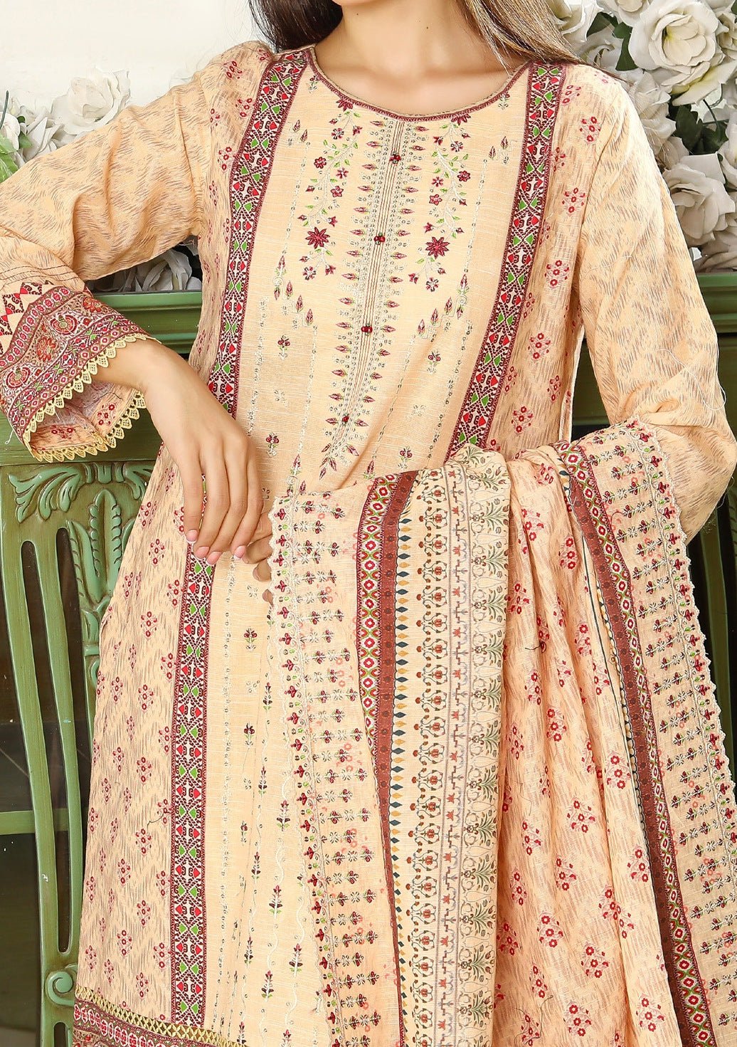Bin Hameed Emma Embroidered Khaddar Dress - db30409