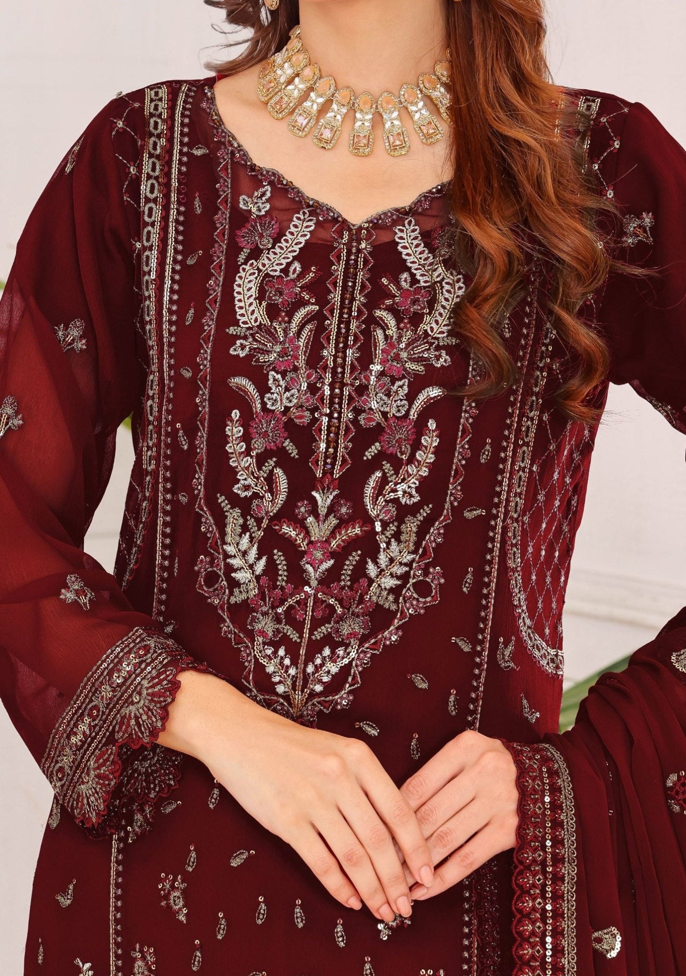 Bin Hameed Fabiha Heavy Embroidered Chiffon Dress - db25810