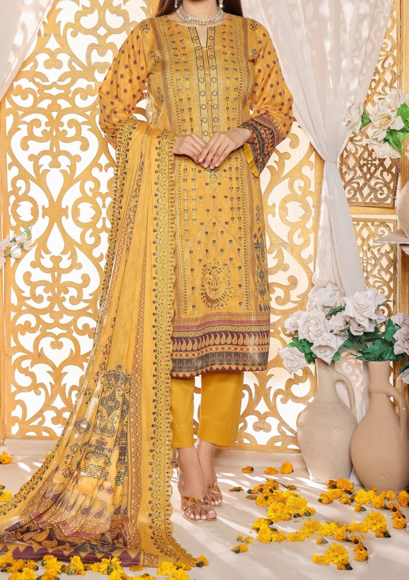 Bin Hameed Mahrukh Embroidered Printed Lawn Dress - db26155