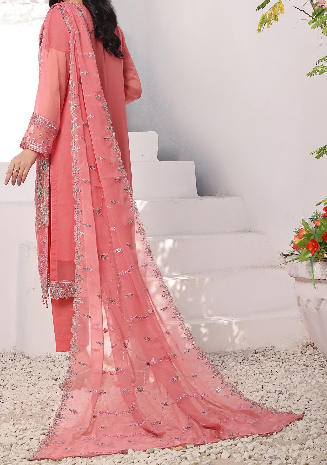 Bin Hameed Middhat Heavy Embroidered Chiffon Dress - db25885