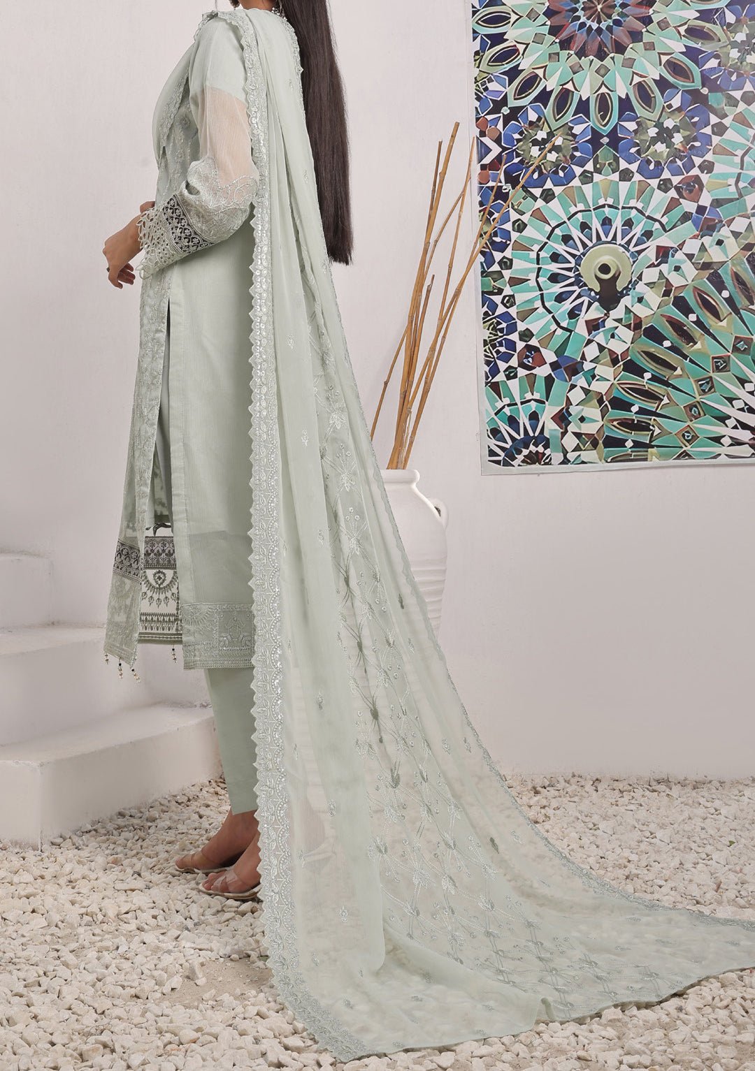 Bin Hameed Middhat Heavy Embroidered Chiffon Dress - db25889