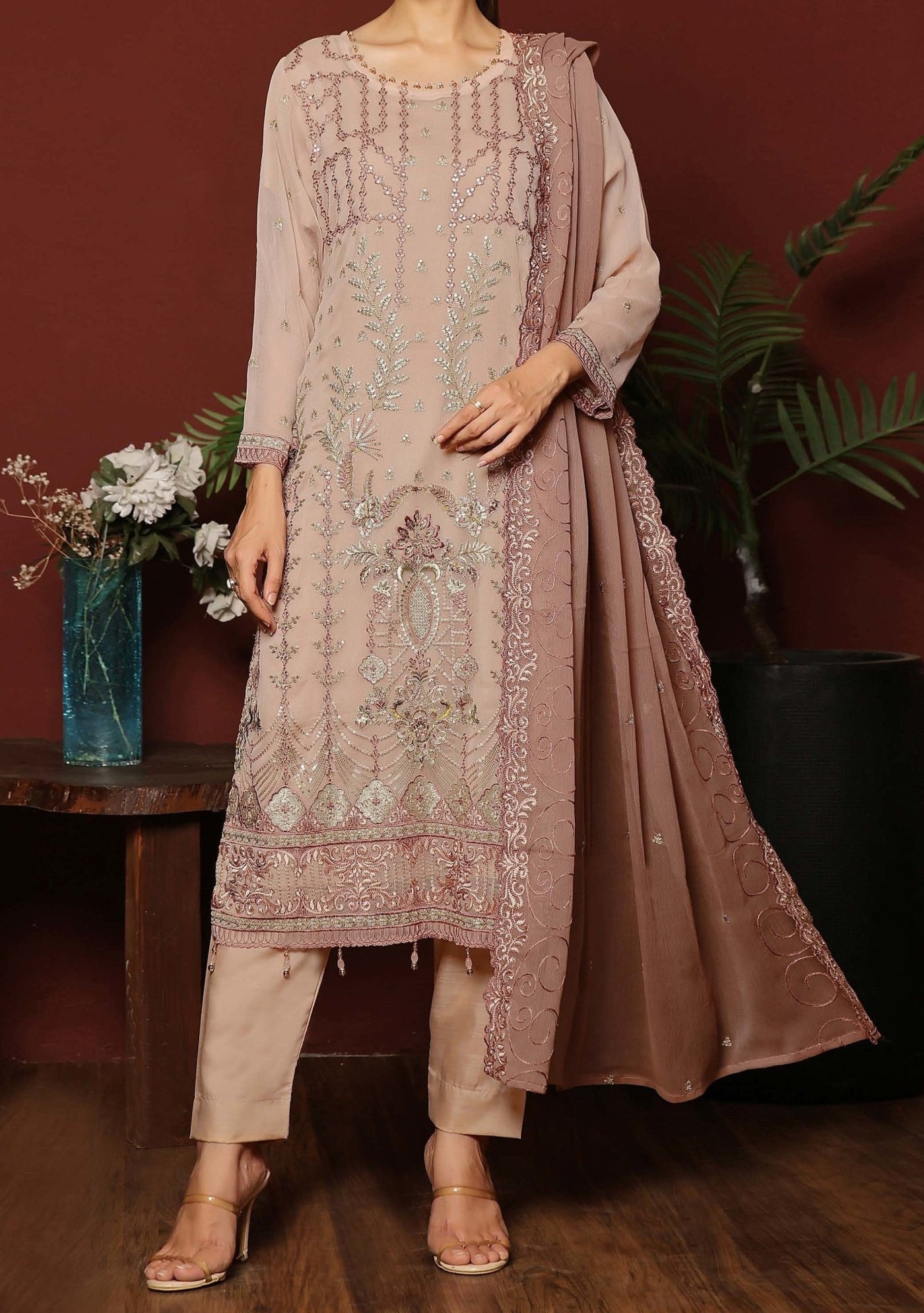 Bin Hameed Nashwa Luxury Embroidered Chiffon Dress - db27831