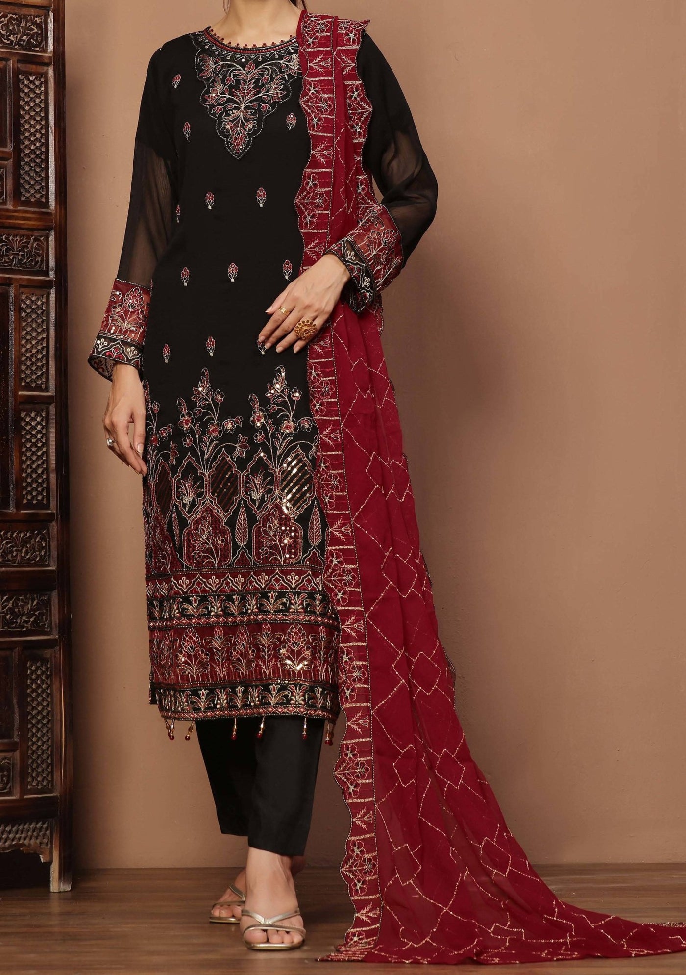 Bin Hameed Nashwa Luxury Embroidered Chiffon Dress - db27827