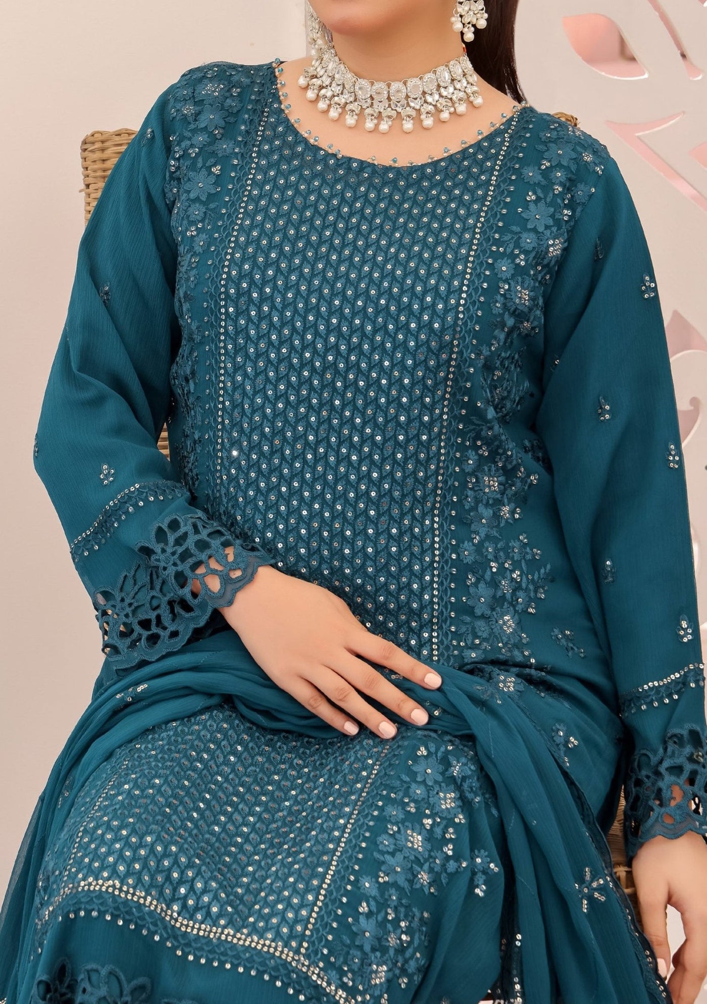 Bin Hameed Rubab Luxury Embroidered Chiffon Dress - db27850