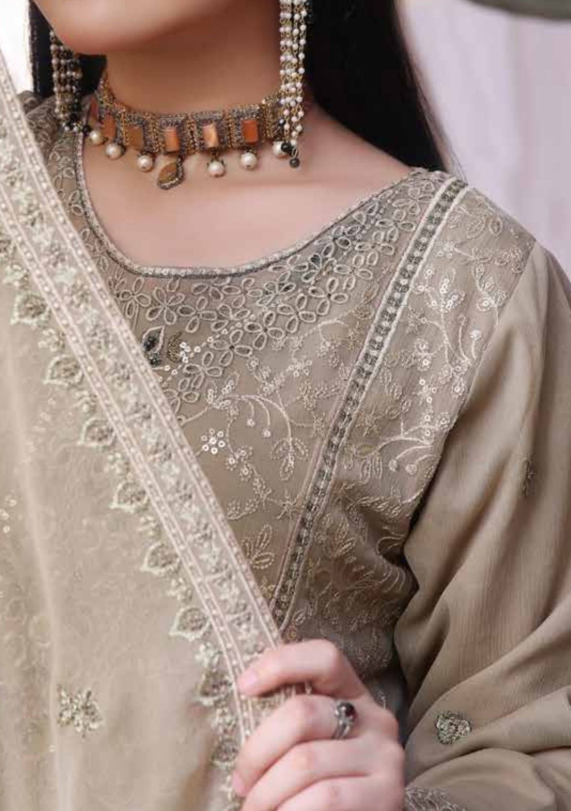 Bin Hameed Zalfaa Luxury Embroidered Chiffon Dress - db27853