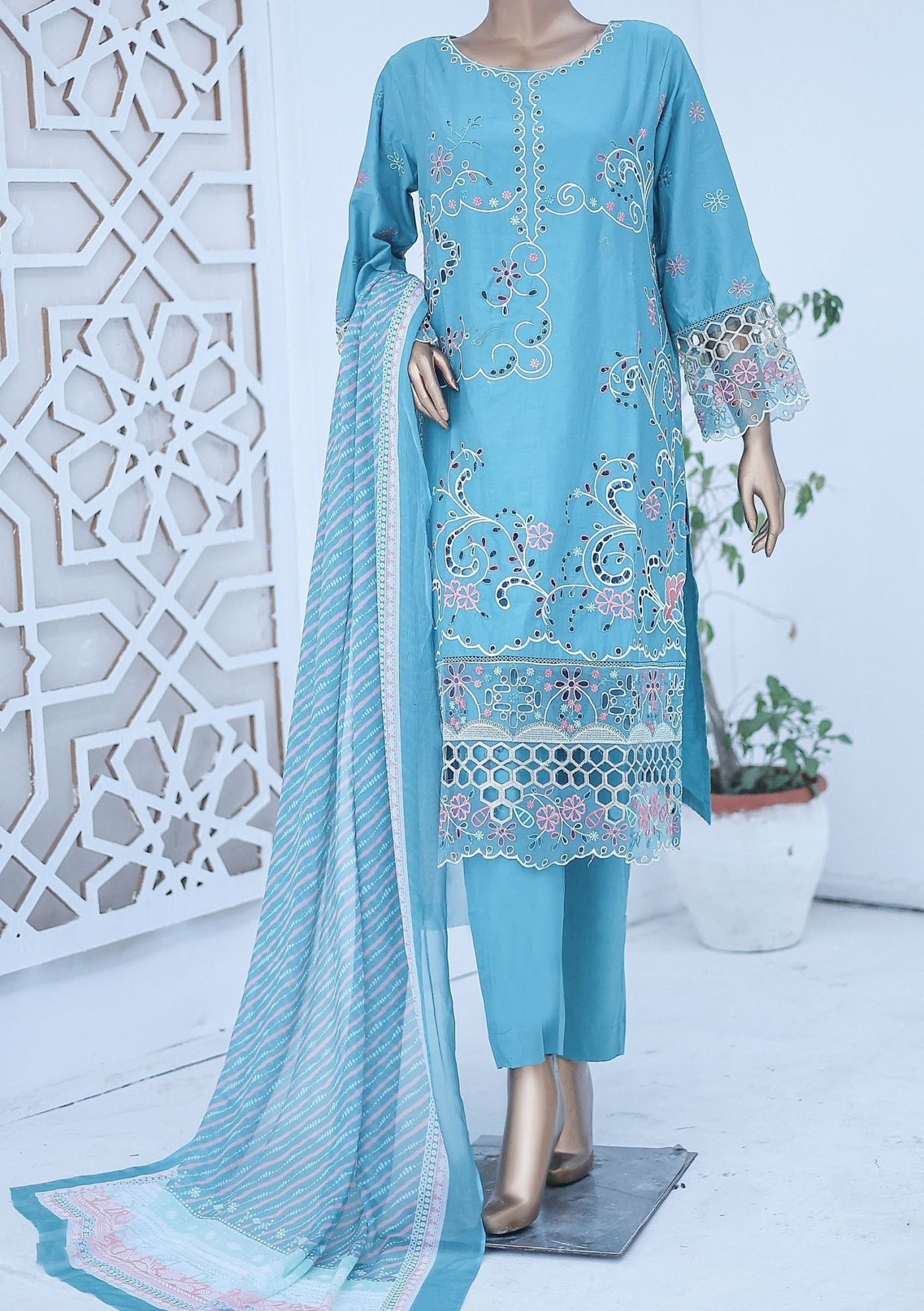 Bin Saeed Ready Made Embroidered Cotton Dress - db27120