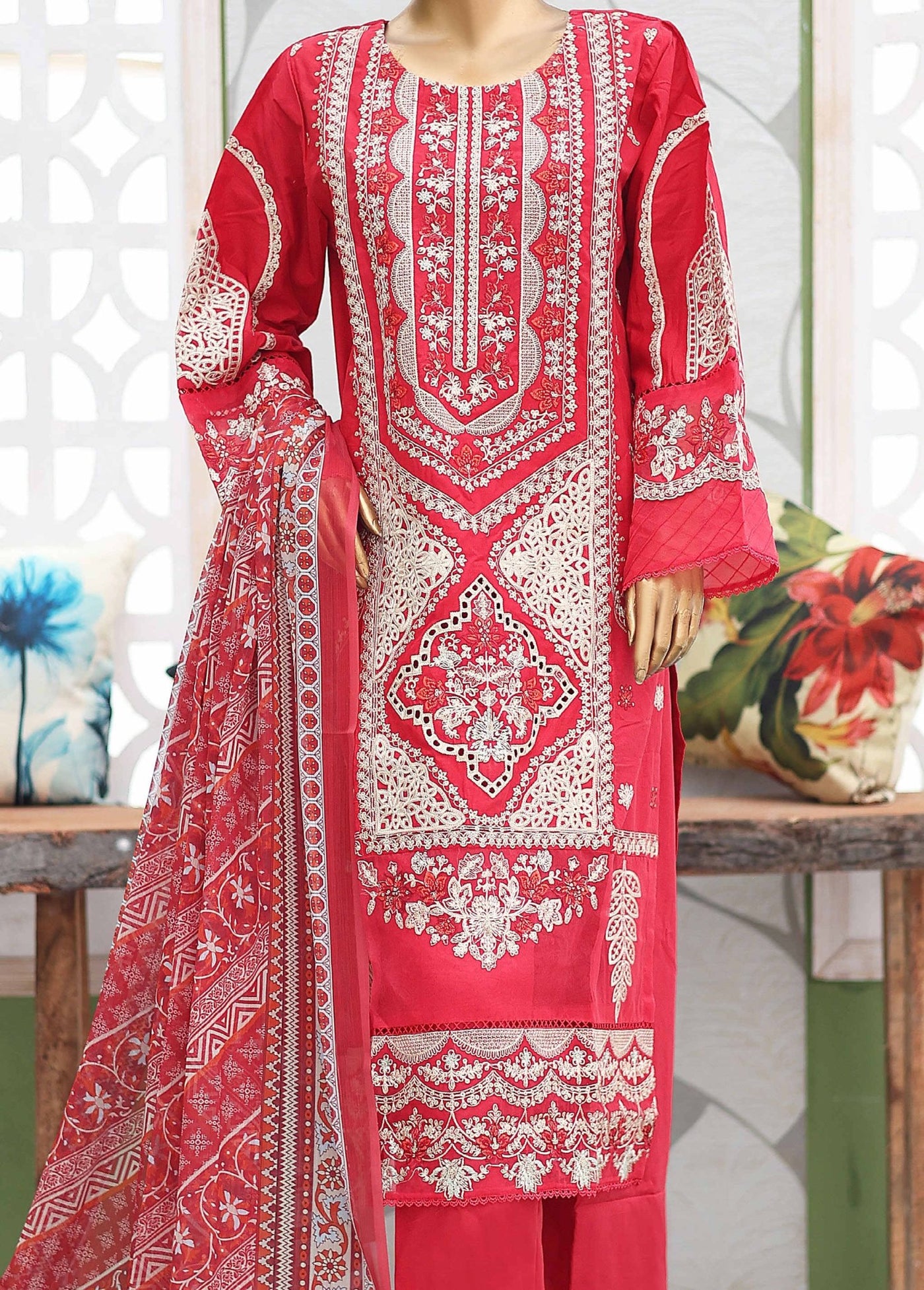 Bin Saeed Ready Made Embroidered Cotton Dress - db27123