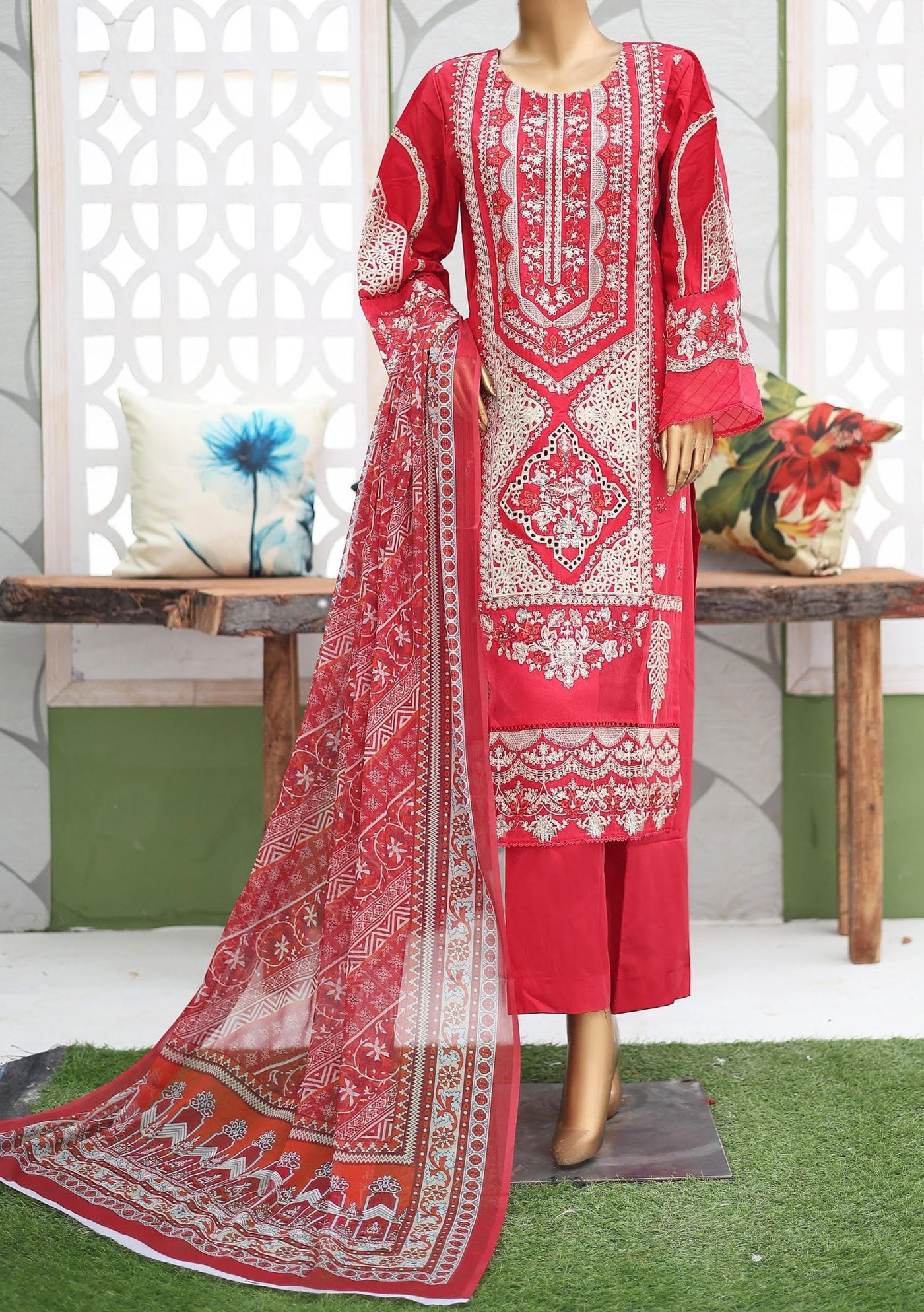 Bin Saeed Ready Made Embroidered Cotton Dress - db27123