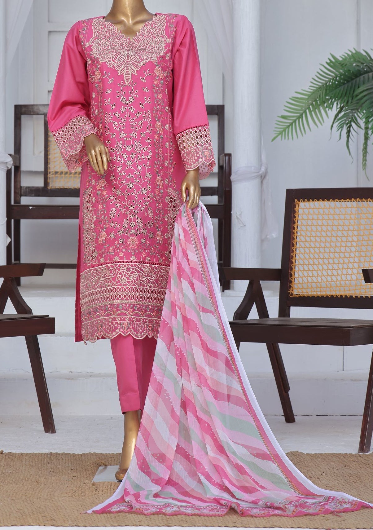 Bin Saeed Ready Made Embroidered Cotton Dress - db27836