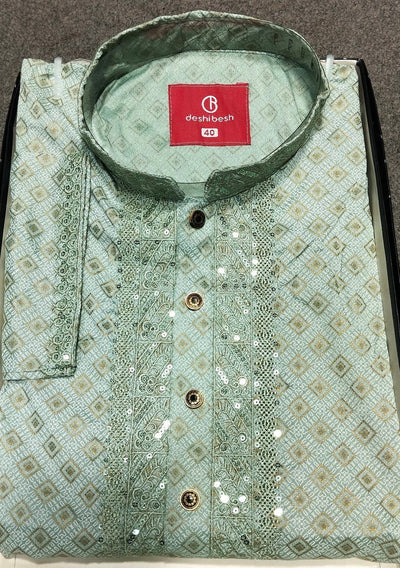 Boys Embroidered Mixed Cotton Panjabi - db29785