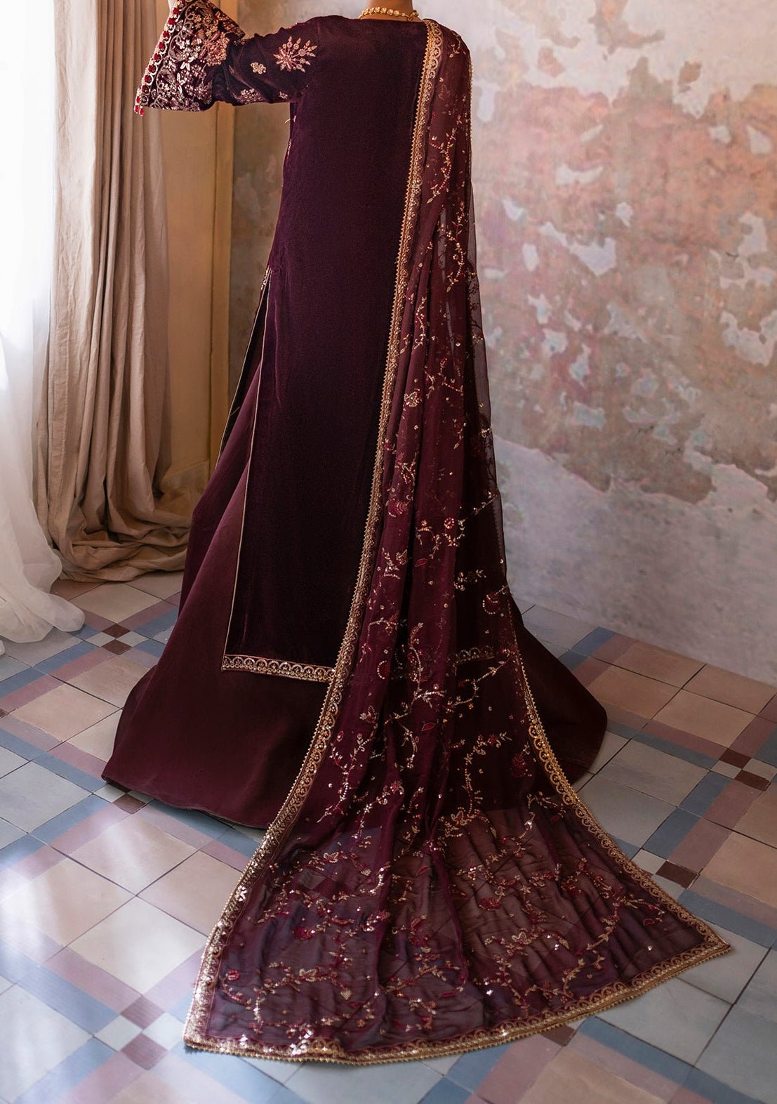 Emaan Adeel Saanjh Luxury Velvet Angrakha - db27590