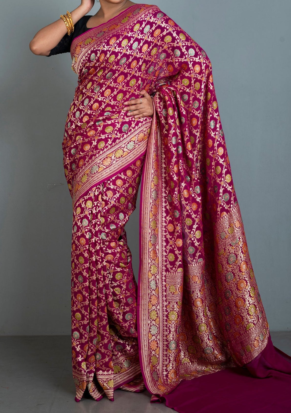 Exclusive Handwoven Khaddi Georgette Banarasi Saree - db27342