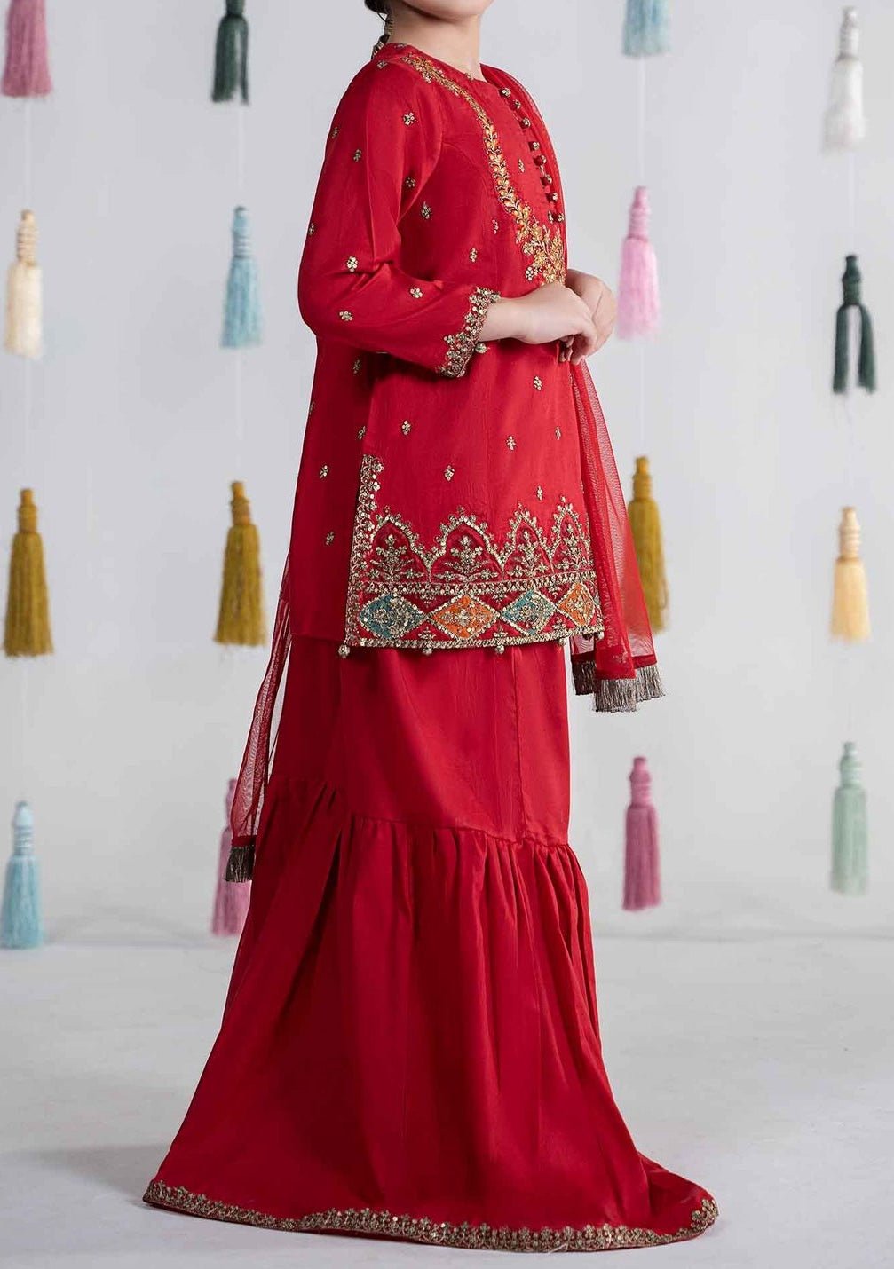 Maria.B Girl's Embroidered Lawn Gharara Suit - db26507