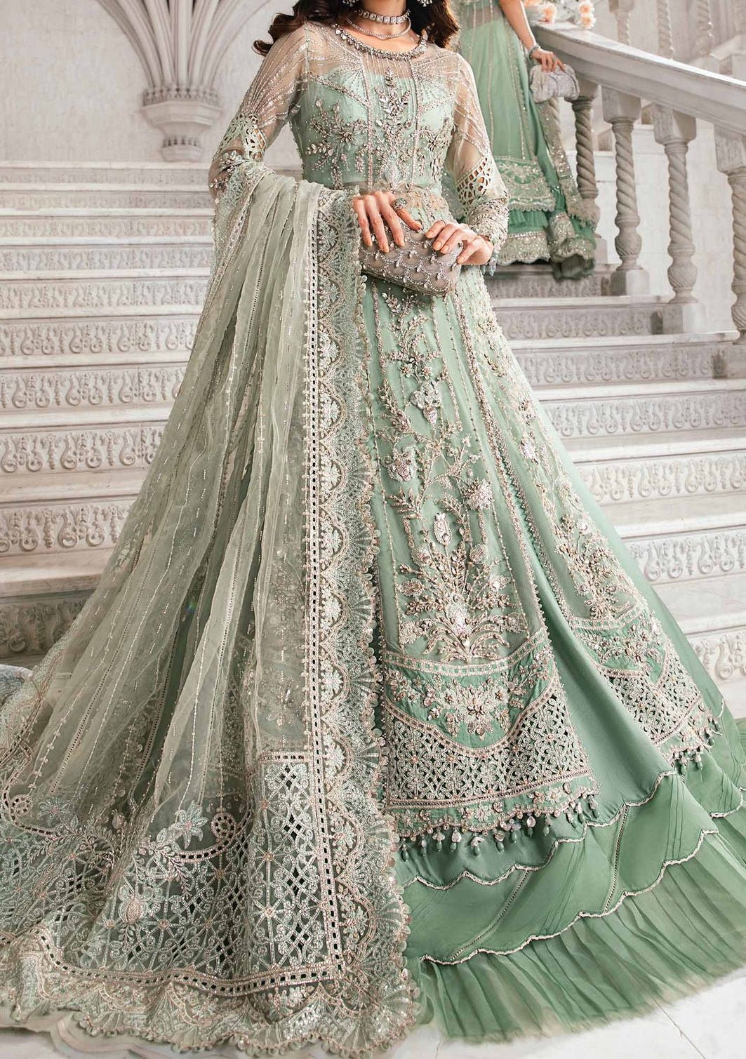 Maria.B Mbroidered Pakistani Organza Anarkali - db26291