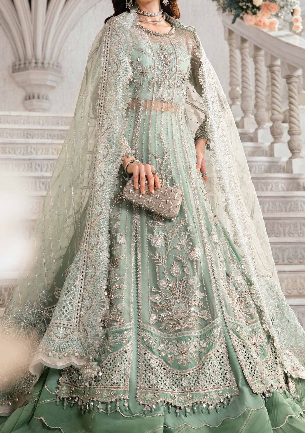 Maria.B Mbroidered Pakistani Organza Anarkali - db26291