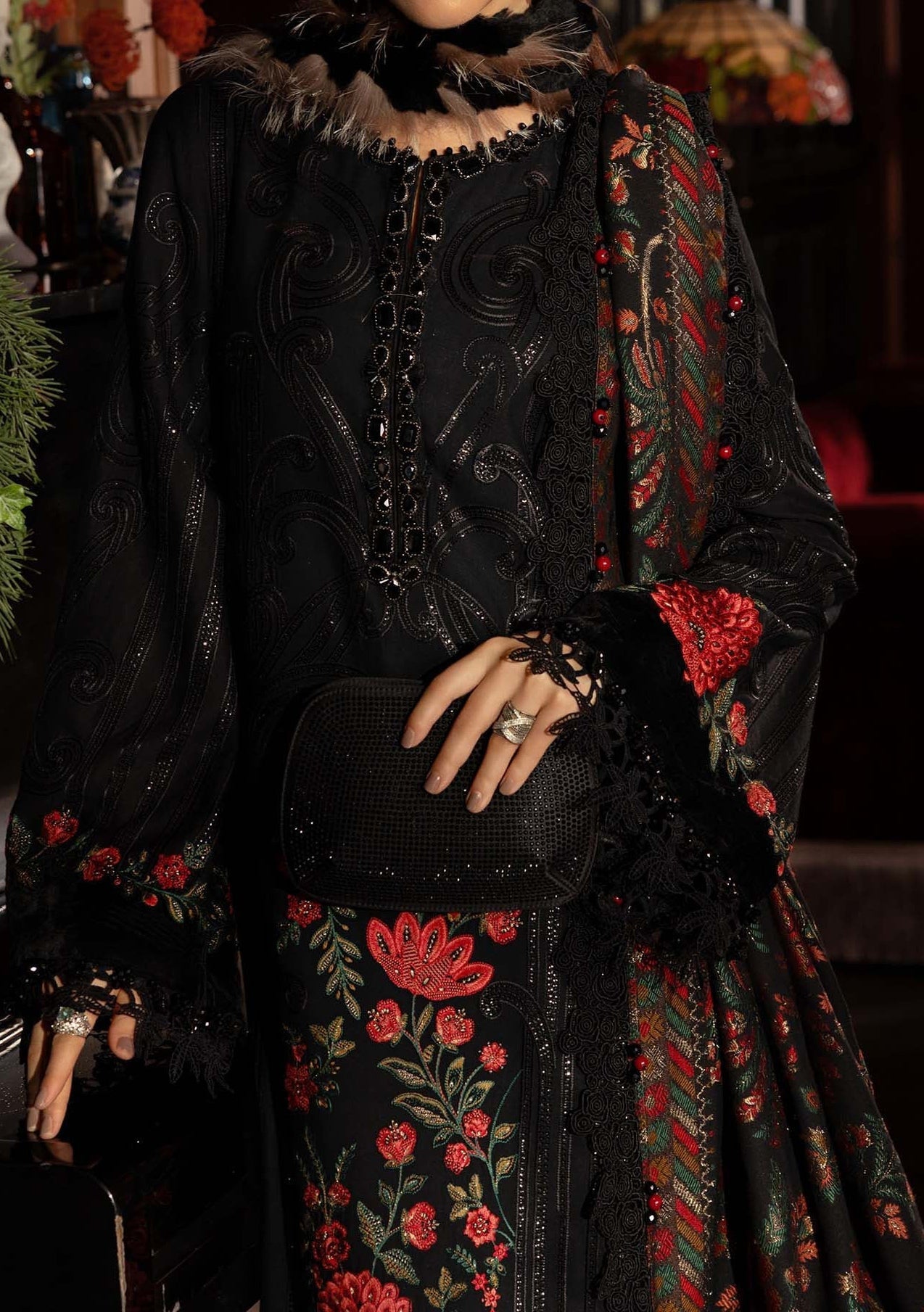 Maria.B Pakistani Luxury Embroidered Linen Suit - db30384