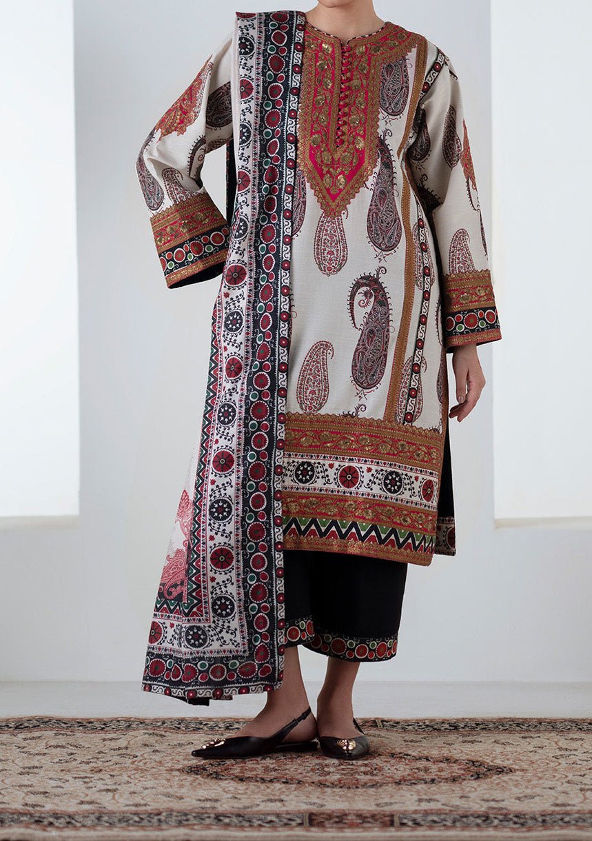 Maryum N Maria Noore Embroidered Khaddar Suit - db30164