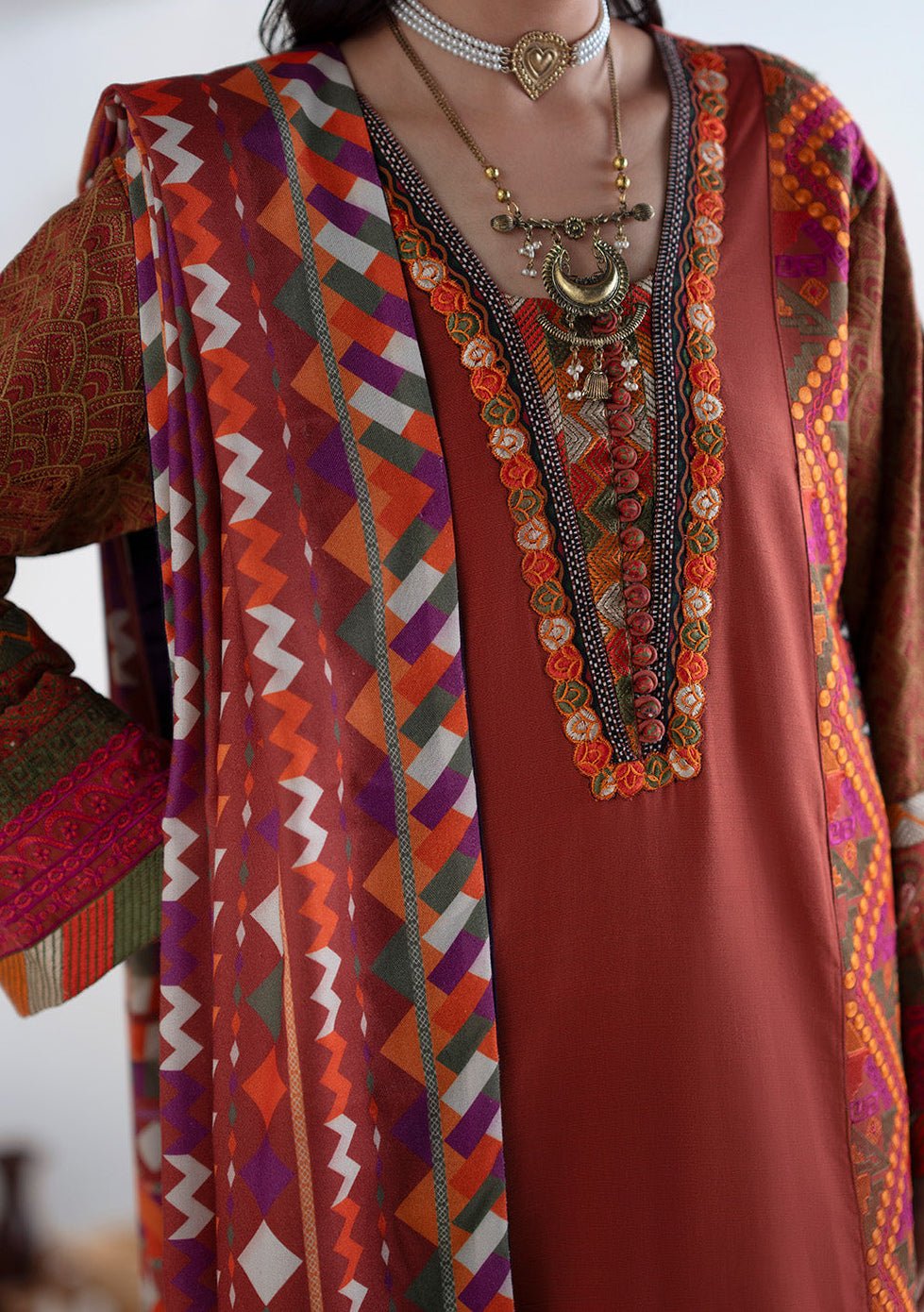 Maryum N Maria Noore Embroidered Khaddar Suit - db30167