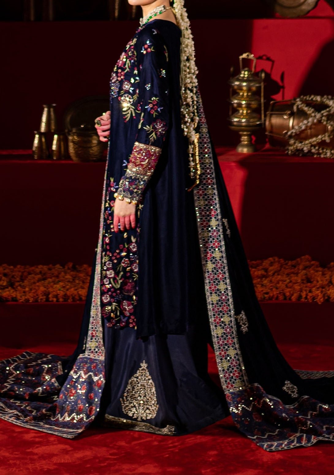 Nureh Embroidered Pakistani Luxury Velvet Dress - db27475