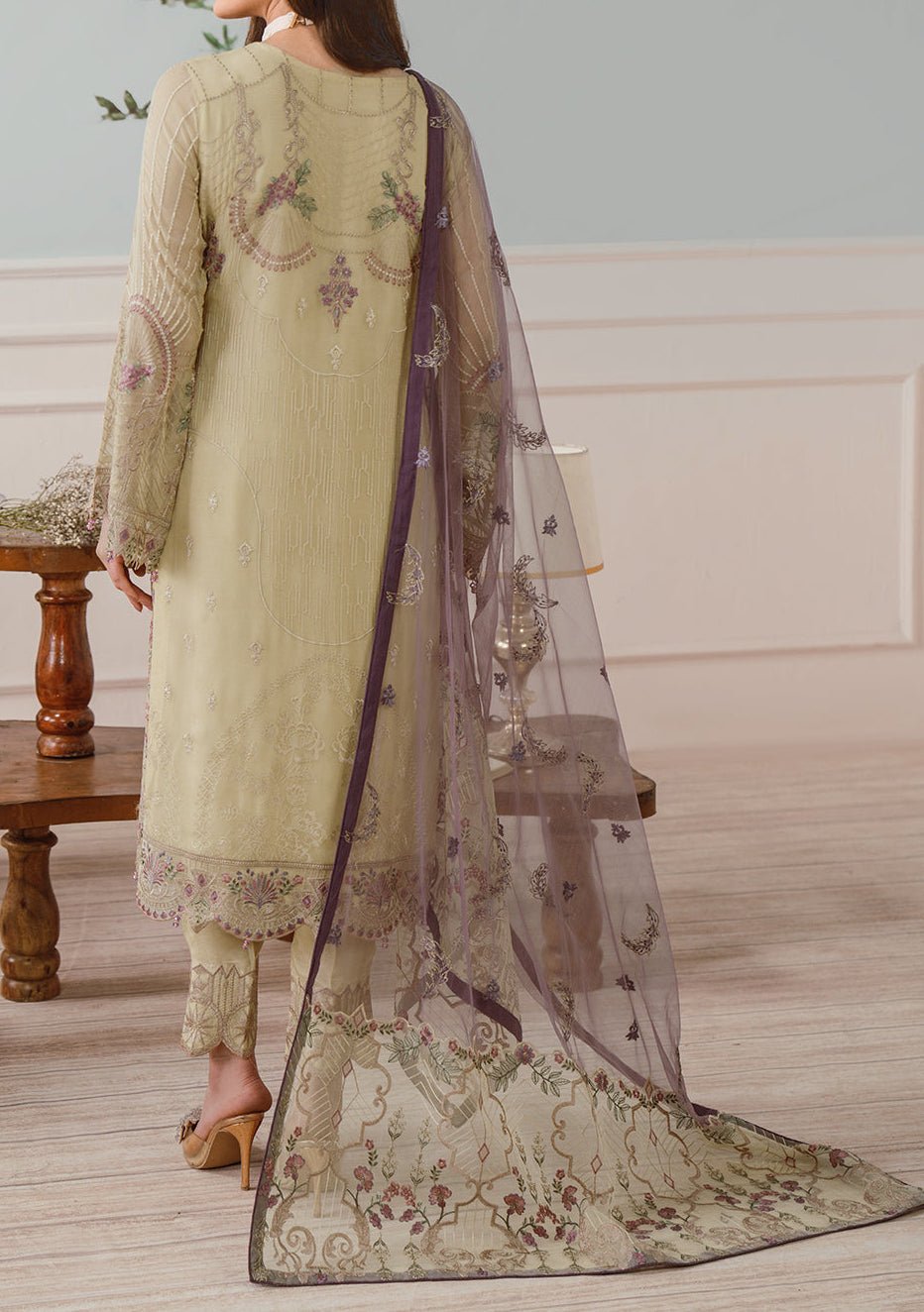 Ramsha Pakistani Embroidered Chiffon Dress - db30157