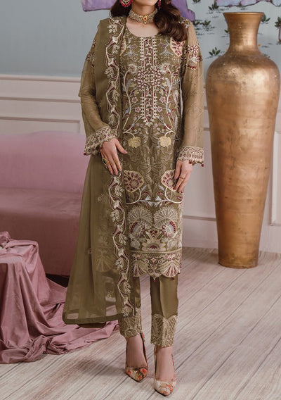 Ramsha Pakistani Embroidered Chiffon Dress - db30155
