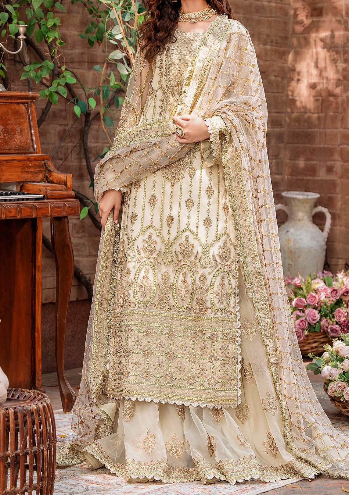 Akbar Aslam Mehrunisa Pakistani Luxury Net Dress - db24737