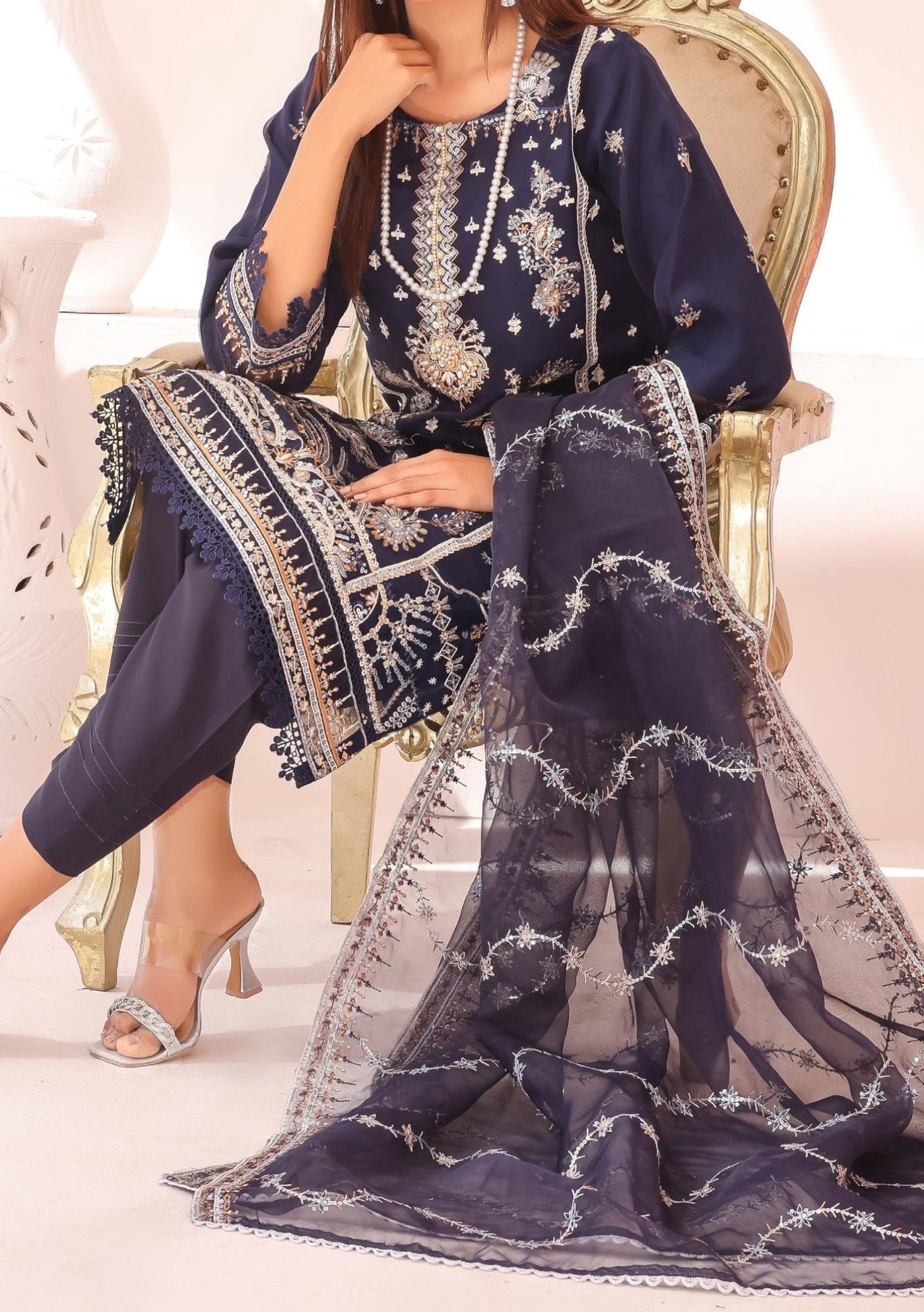 Bin Hameed Gul E Lala Heavy Embroidered Organza Dress - db25667