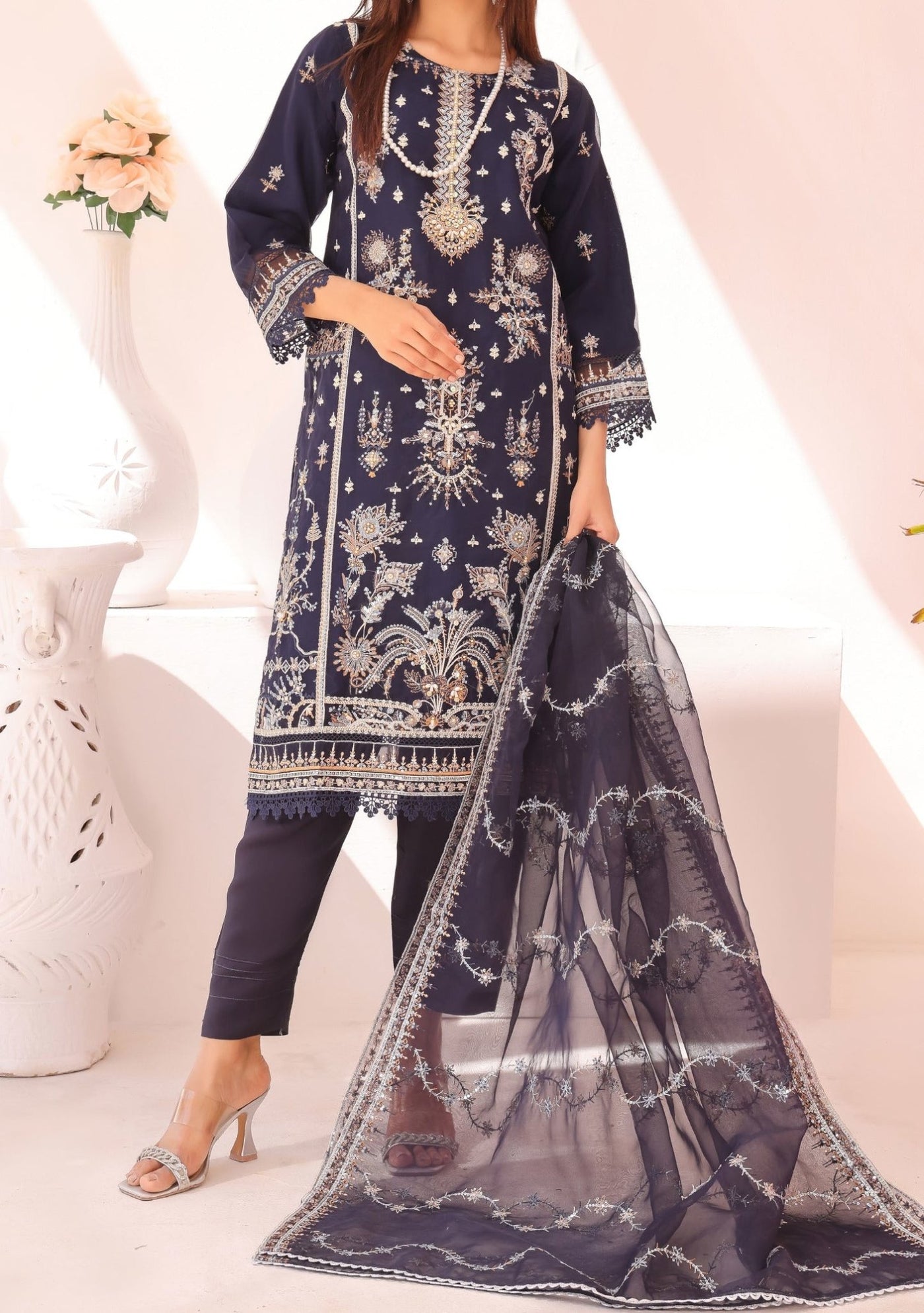 Bin Hameed Gul E Lala Heavy Embroidered Organza Dress - db25667