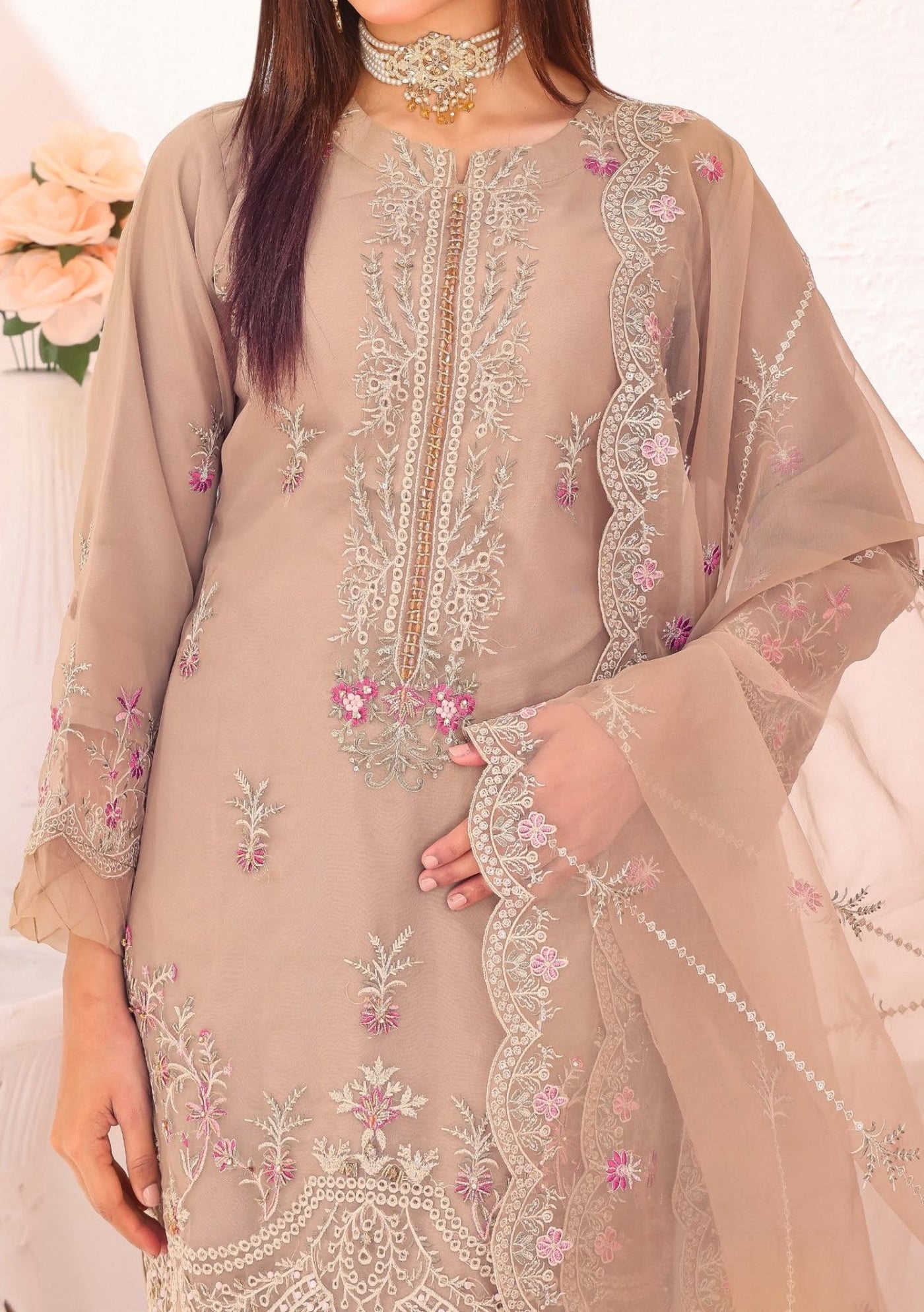 Bin Hameed Gul E Lala Heavy Embroidered Organza Dress - db25670