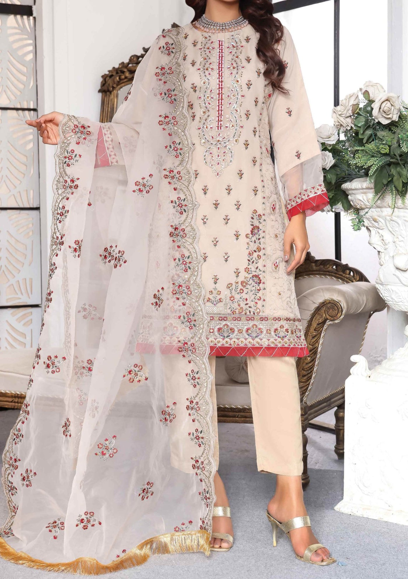 Bin Hameed Hadiya Heavy Embroidered Organza Dress - db25199