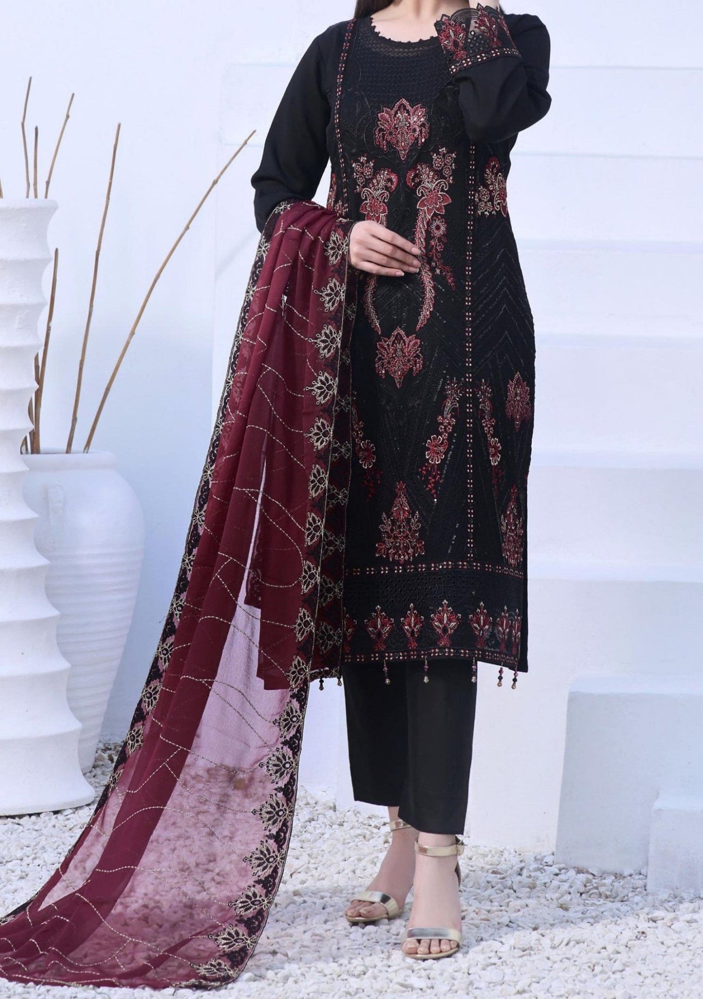 Bin Hameed Rameen Heavy Embroidered Chiffon Dress - db25323