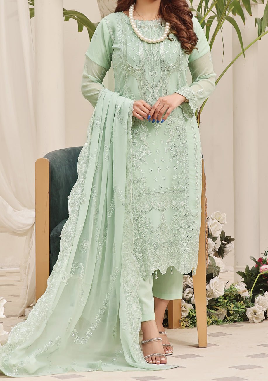 Bin Hameed Ready Made Heavy Embroidered Chiffon Dress - db24584