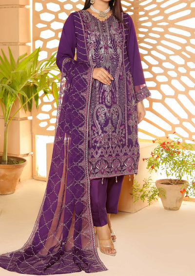 Bin Hameed Ready Made Heavy Embroidered Chiffon Dress - db24575