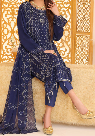 Bin Hameed Ready Made Heavy Embroidered Chiffon Dress - db24680