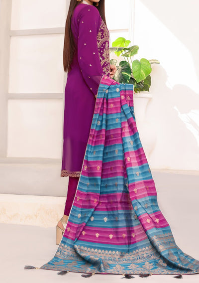 Bin Hameed Ready Made Heavy Embroidered Chiffon Dress - db24870