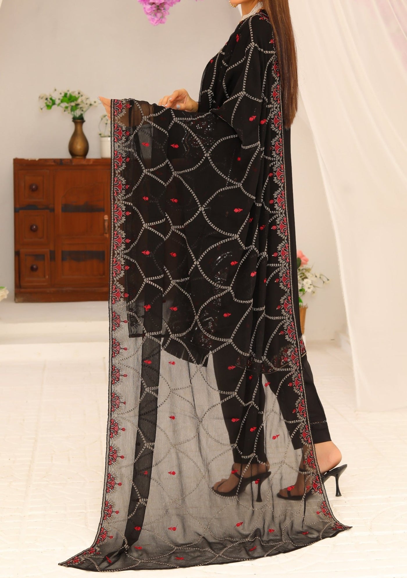 Bin Hameed Ready Made Heavy Embroidered Chiffon Dress - db24671