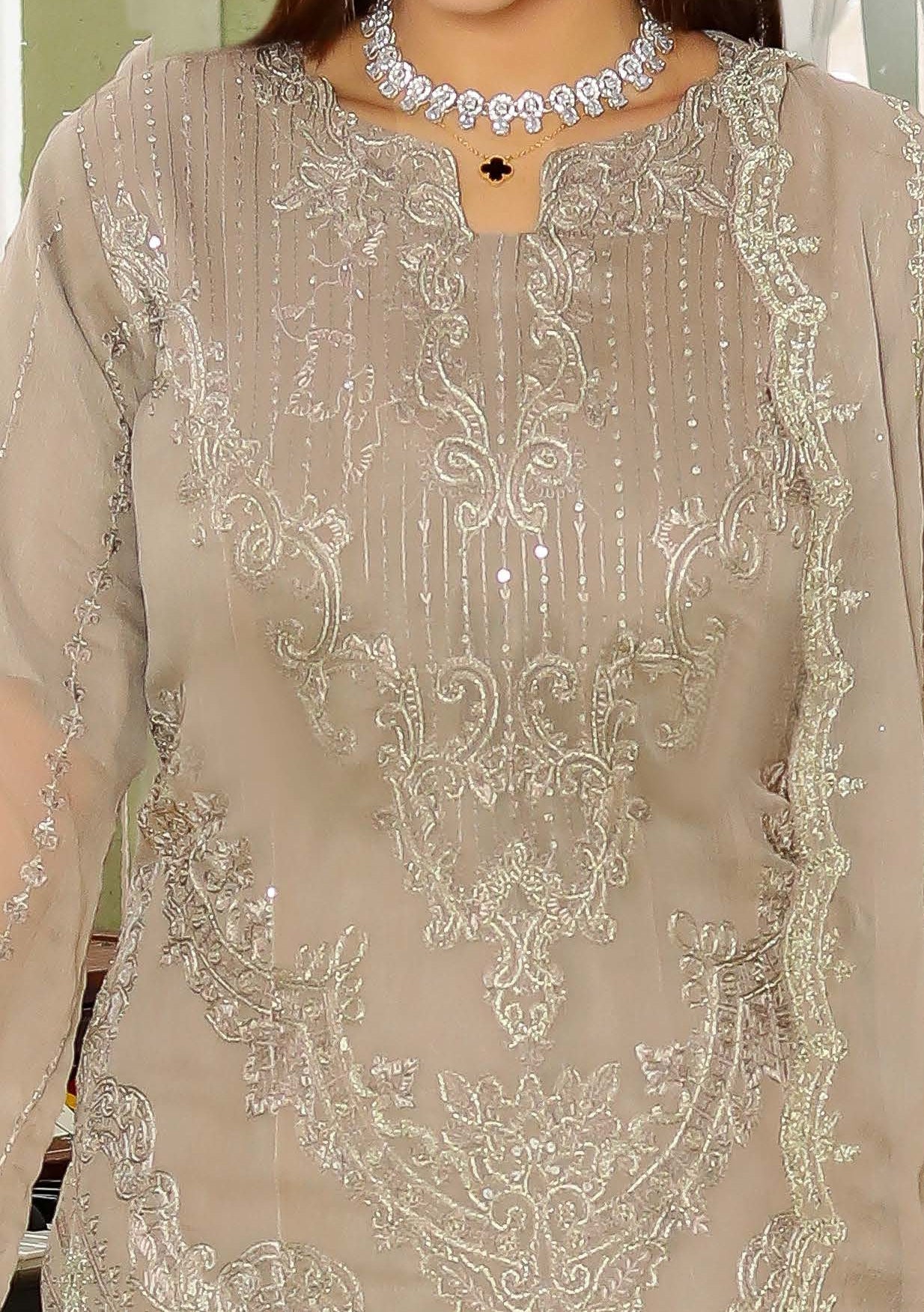 Bin Hameed Ready Made Heavy Embroidered Chiffon Dress - db24605