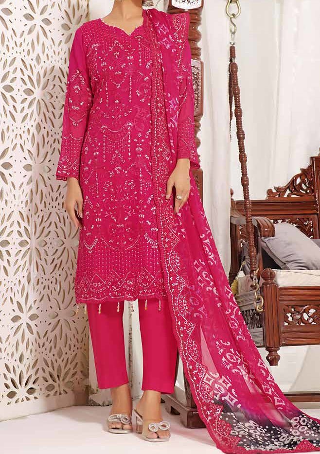 Bin Hameed Sanaubar Heavy Embroidered Chiffon Dress - db25491