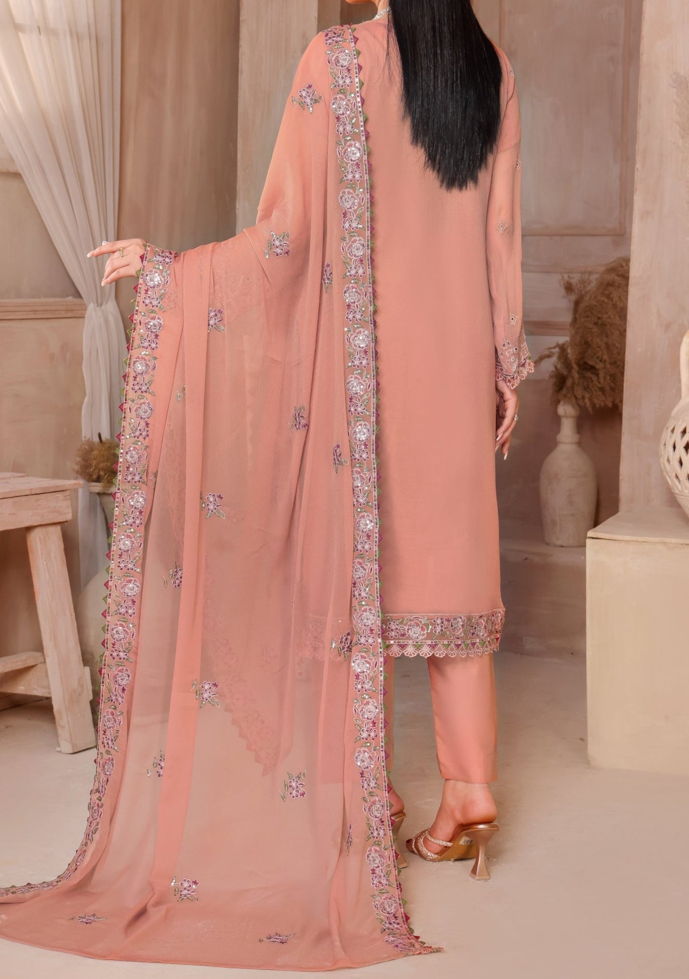 Bin Hameed Tahreem Heavy Embroidered Chiffon Dress - db25574