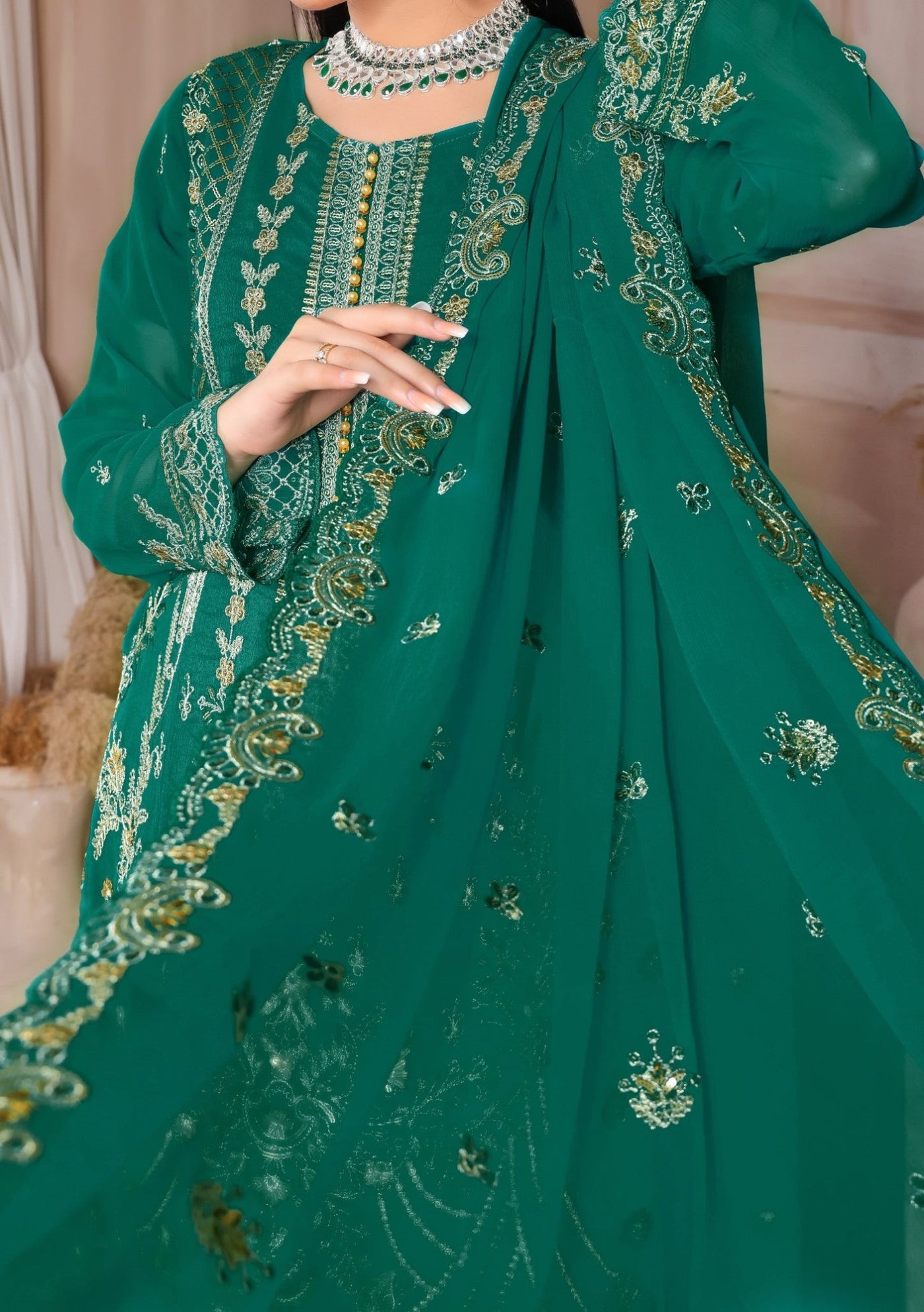 Bin Hameed Tahreem Heavy Embroidered Chiffon Dress - db25569