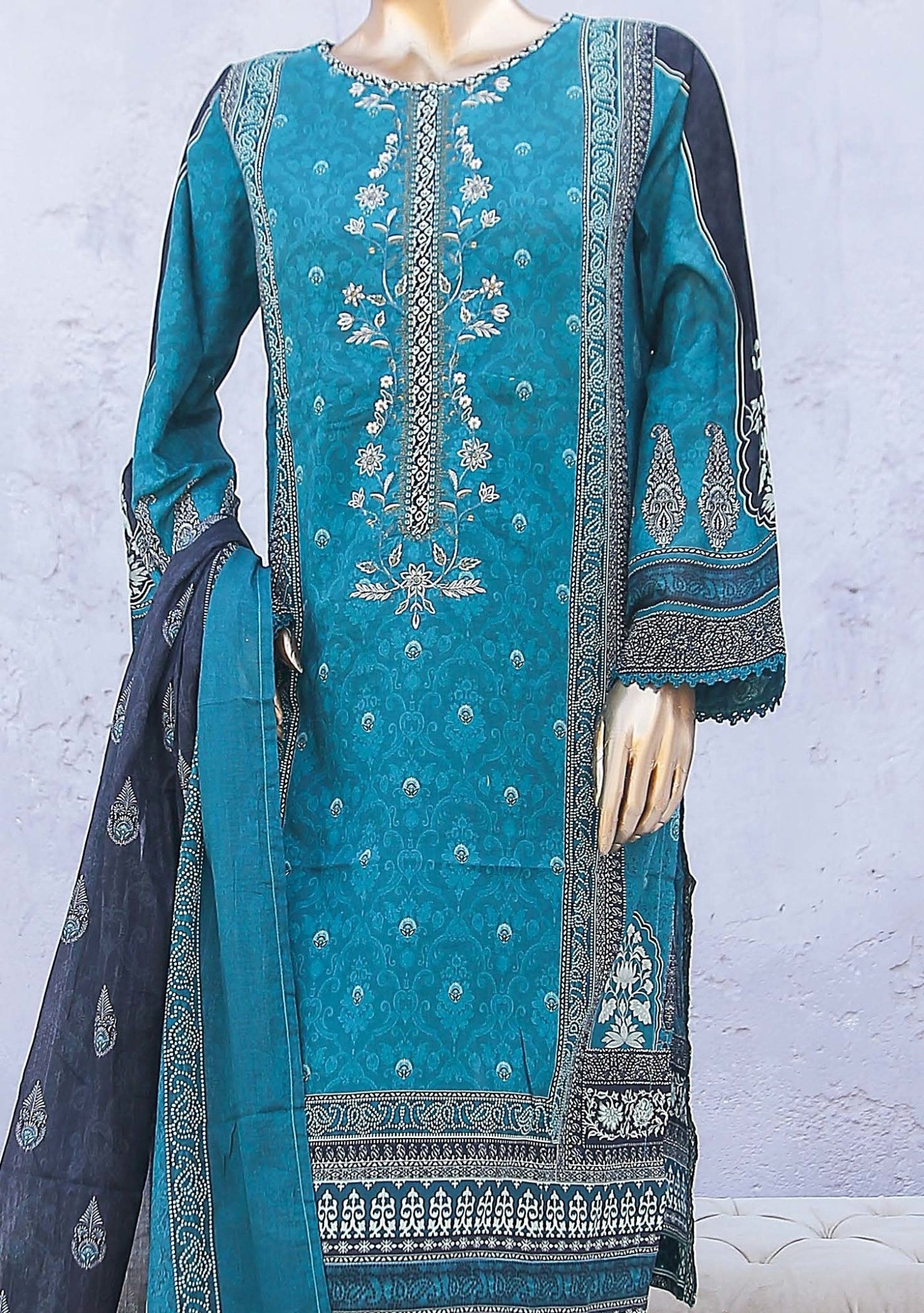 Bin Saeed Ready Made Embroidered Cotton Dress - db24463