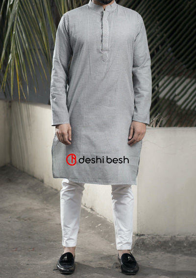 Boutique Designer Grameen Check Cotton Punjabi: Deshi Besh.
